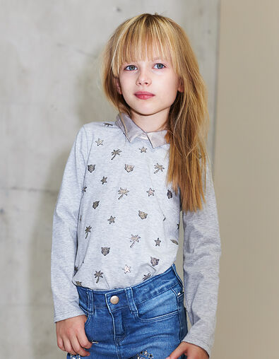 Camiseta con cuello dorado niña - IKKS