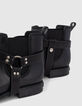 Schwarze Chelsea-Damengummistiefel mit Biker-Schnalle-4