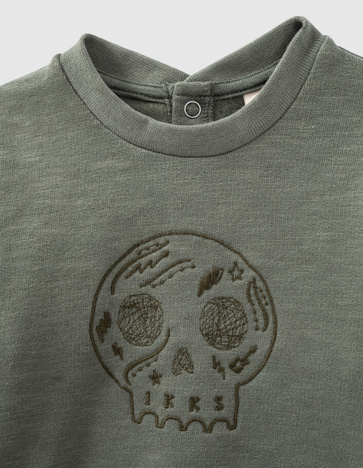 Hell khaki Babysweatshirt aus Biosweatstoff mit Totenkopf - IKKS