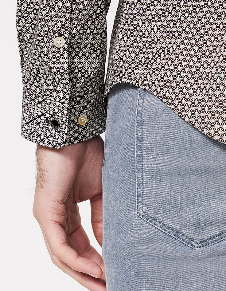 Chemise SLIM noire à motif moucharabieh Homme-5