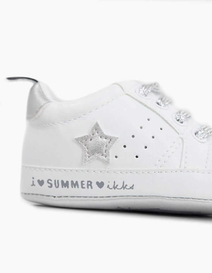 Babysneakers, Cremeweiß und Silberfarben -3 Babysneakers, Cremeweiß und Silberfarben -3