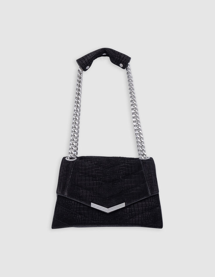 Bolso THE 1. ANIMALS cuero negro repujado efecto cocodrilo Talla M-2