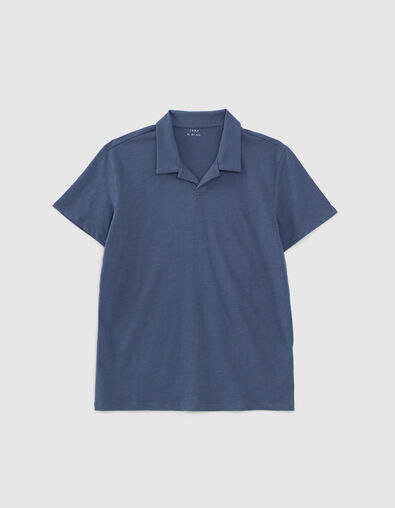 Polo azul marino algodón flameado 1 botón Hombre - IKKS