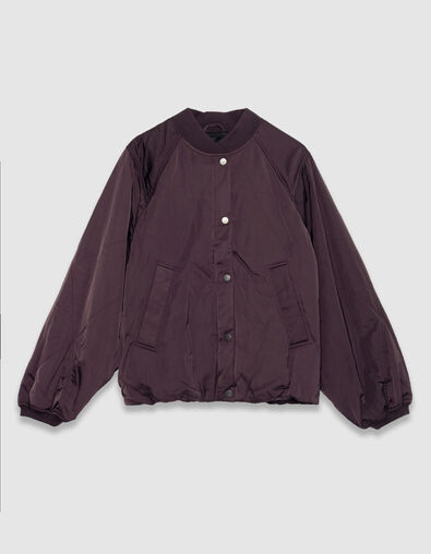 Women's oversize burgundy nylon bomber - IKKS