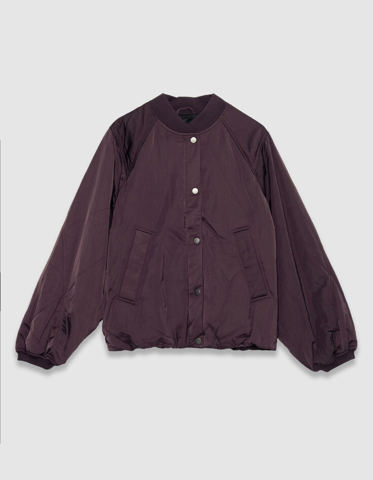 Women's oversize burgundy nylon bomber-1