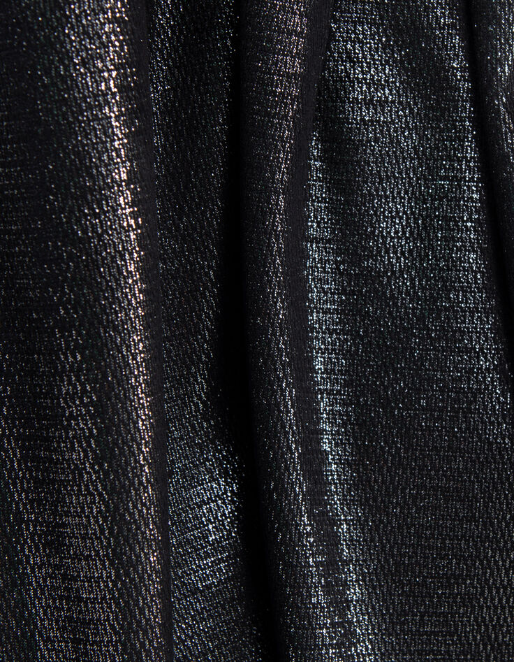 Black sequined velvet dress with high collar for girls-10