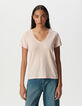 Camiseta manga corta rosa irisado loose mujer-2