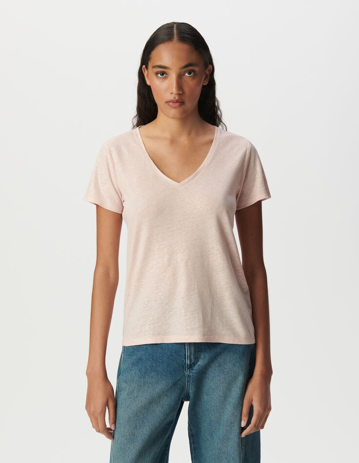 Camiseta manga corta rosa irisado loose mujer-2