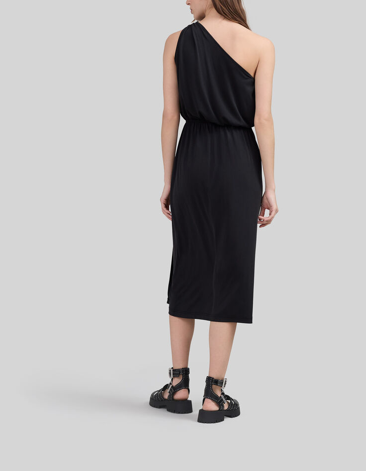 Women’s black one shoulder long dress-2