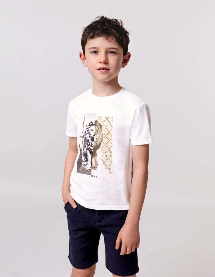 Boys’ navy pique knit Bermuda shorts-2