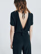 Combinaison viscose Ecovero® longue noire nouée dos femme-5