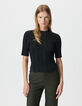 Women’s black knit striped figure-hugging sweater-2