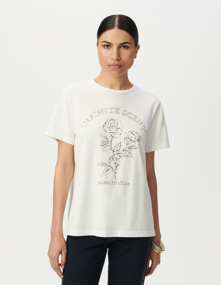 Tee-shirt blanc coton bio visuel roses et message Femme-2 Tee-shirt blanc coton bio visuel roses et message Femme-2