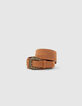 Ceinture en cuir suédé camel boucle western femme-1