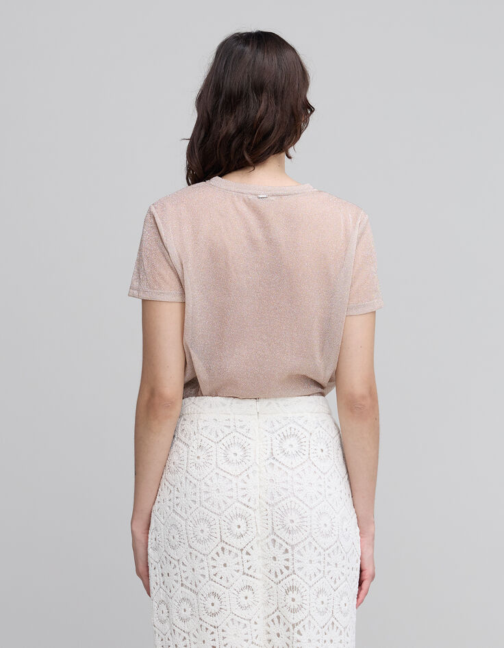 Women’s nude lurex T-shirt with animal print-3