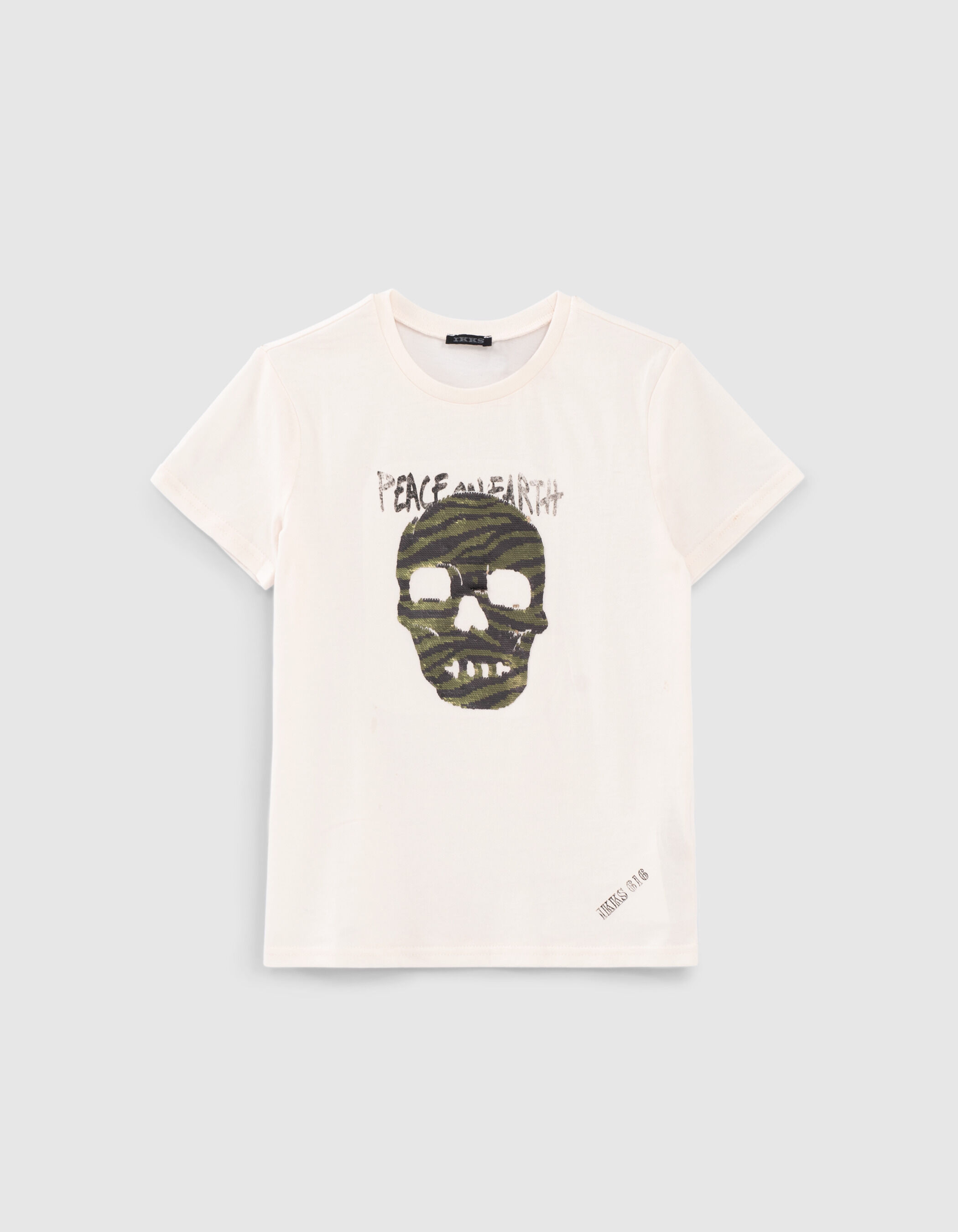 Camiseta crudo calavera lentejuelas reversibles ni o