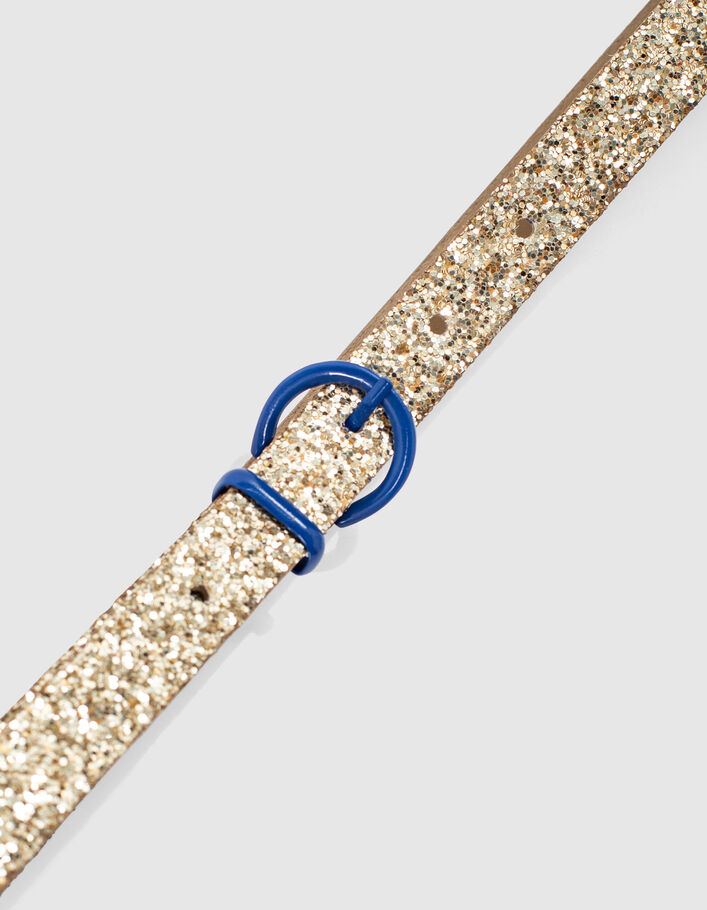 I.Code gold glitter belt with blue buckle - IKKS