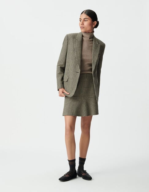 Women’s beige houndstooth short skirt - IKKS