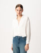 Chemise blanc cassé recyclée décor clous et strass Femme-2