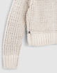 Cremewei&szlig;e M&auml;dchenstrickjacke mit Lurex-Verzierung-7