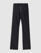 Schwarze, gerade geschnittene Damen-Jeans mit schwarzen Strasssteinverzierungen-7