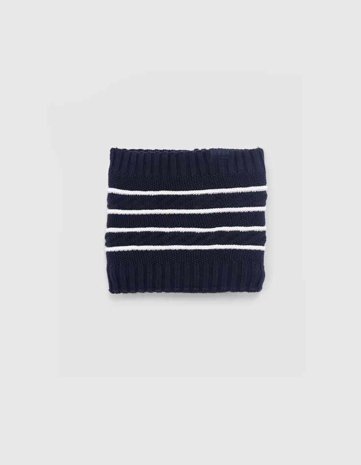 Boy's navy knitted furry snood-1