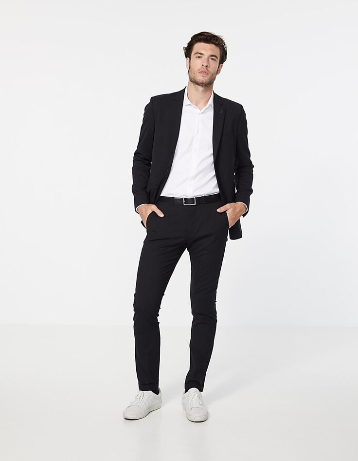 Veste de costume noire lin mélangé Homme-6