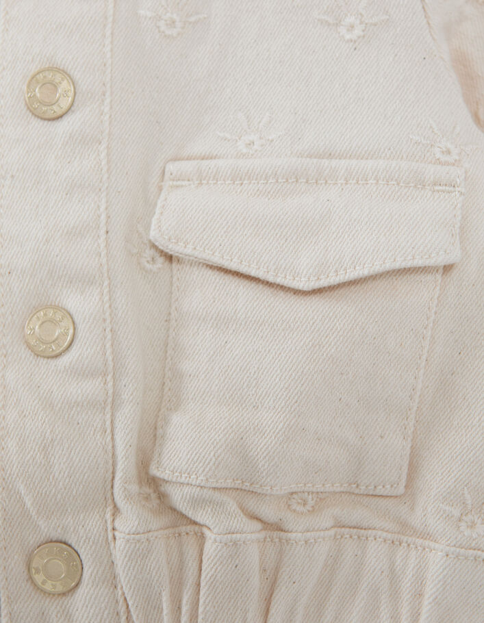 Ecru jeansjasje borduursels in ton sur ton babymeisjes - IKKS