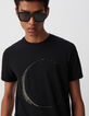 Black T-shirt with moon embroidery-4
