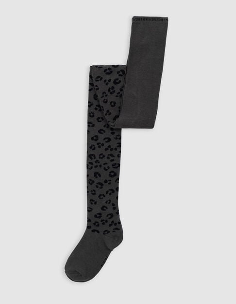Khaki leopard print knitted tights lurex girl - IKKS