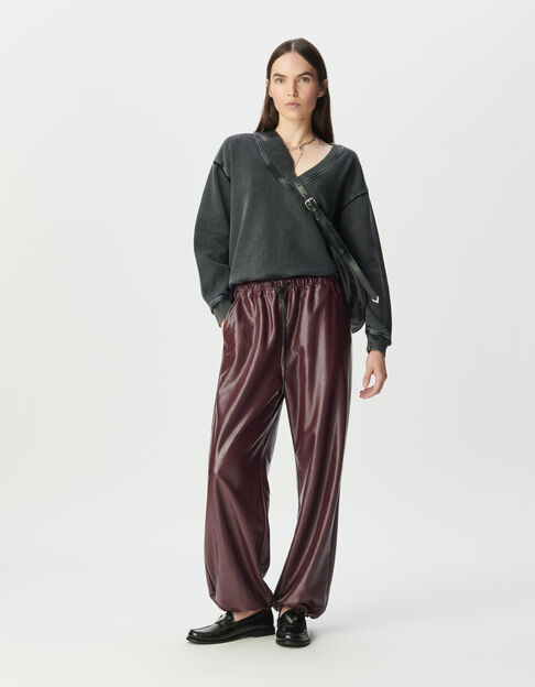 Pantalón burdeos vinilo mujer - IKKS