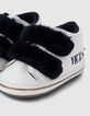Witte sneakers met velcro en zwarte voering babymeisjes-4