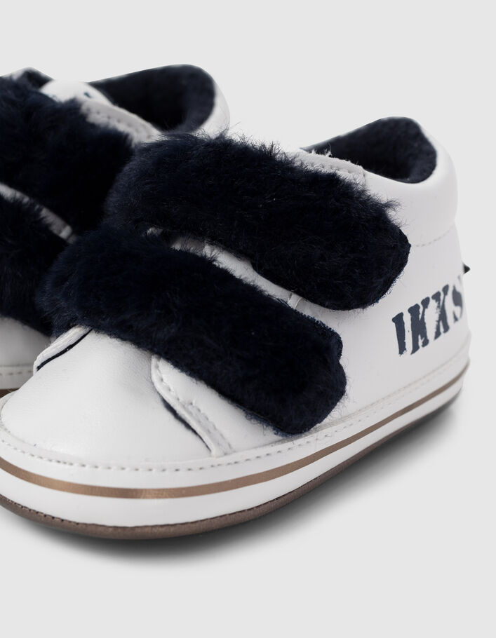 Baby girls’ white Velcro trainers lined with black fur - IKKS