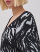 Women's black knit jacquard zebra sweater-2