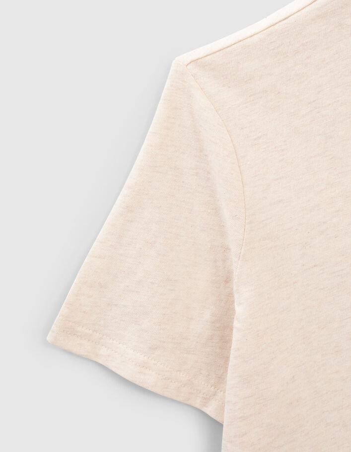Beige meliertes Jungen-T-Shirt mit Bär und Camouflageprint - IKKS