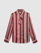 Women’s burgundy striped neck tie shirt-6