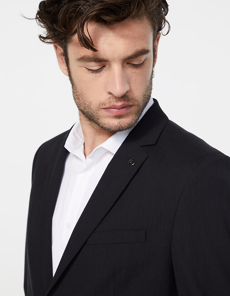 Veste de costume noire lin mélangé Homme-2