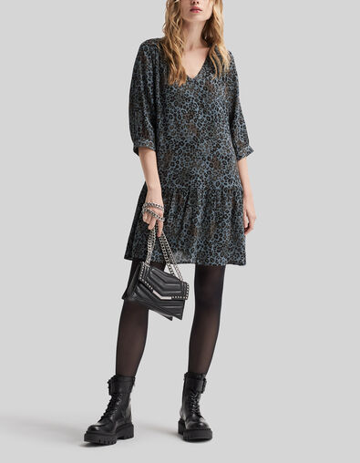 Vestido azul LENZING™ ECOVERO™ pantera Mujer - IKKS