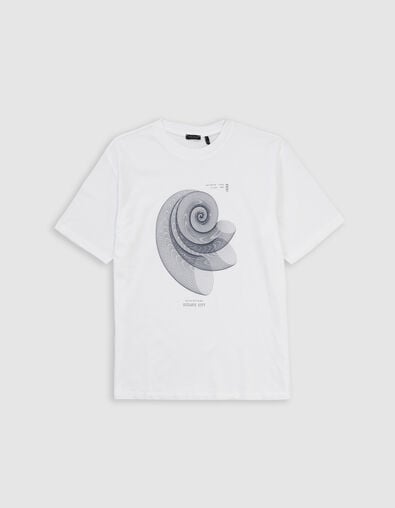 T-shirt blanc coton bio spirale-coquillage gar&ccedil;on - IKKS