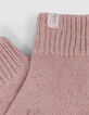 Gants roses tricot pailleté fille-4