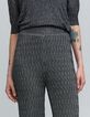 Pantalon gris maille fine graphique ajourée Femme-4