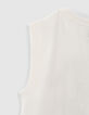 T-shirt blanc cass&eacute; coton bio visuel tigre fille-3