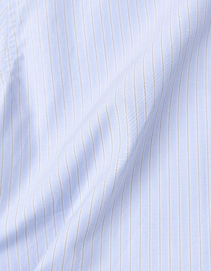 Blaues Bio-Baumwollhemd gestreift Slim Fit-6