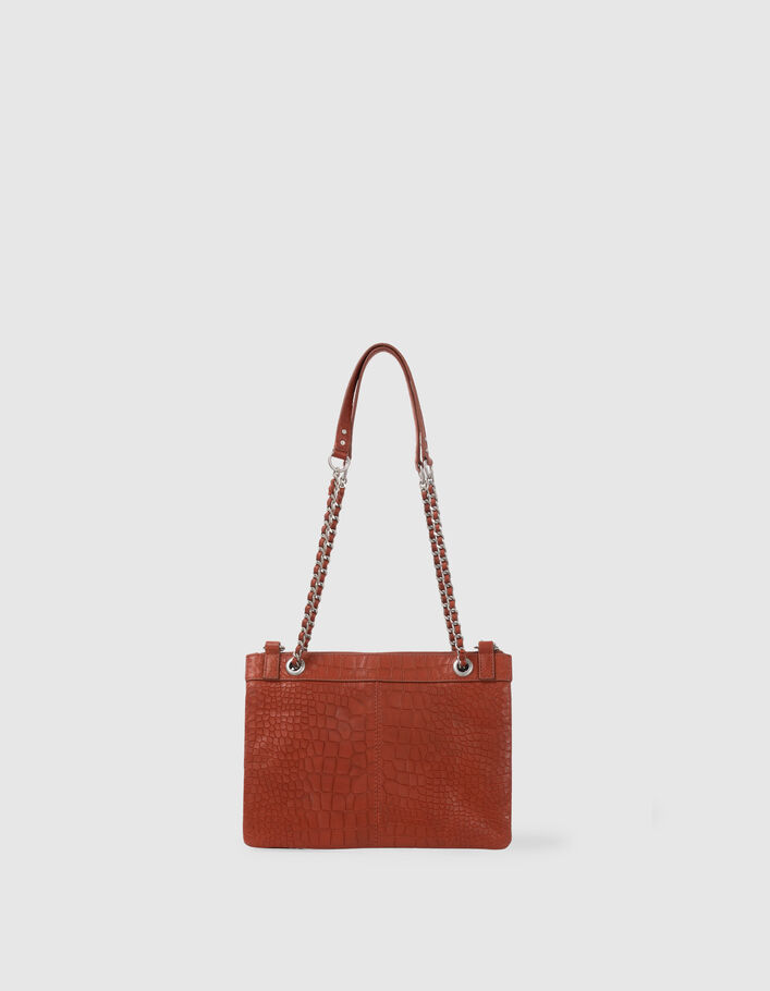 Women’s orange croc-embossed 1440 Reporter clutch bag-3