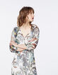 Robe longue en voile créponné jungle parrots blanc cassé-2