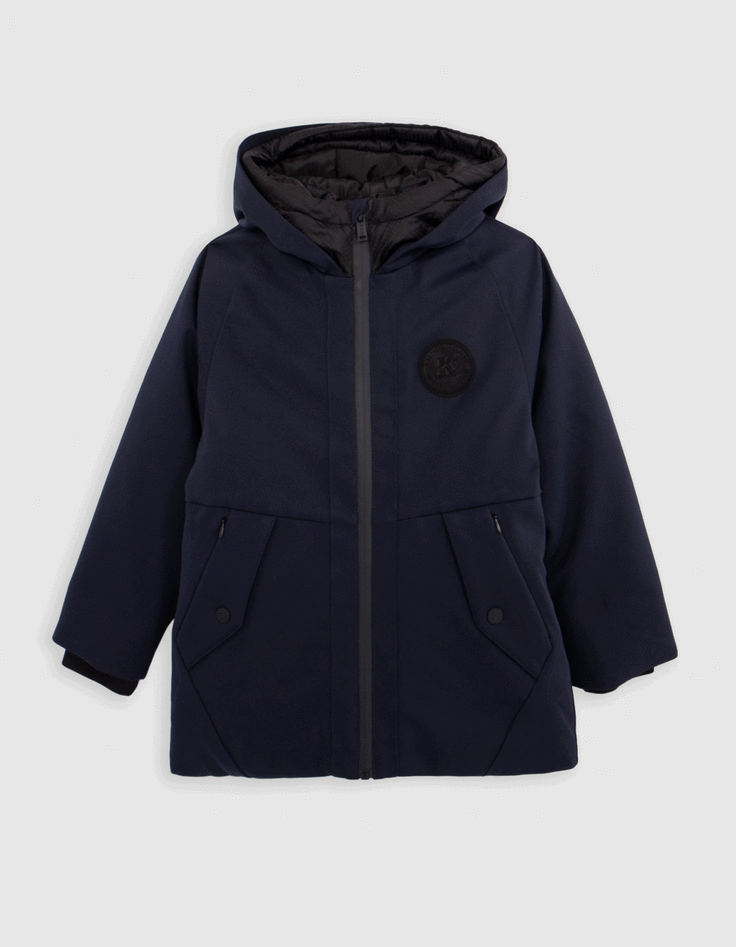 Parka 2 en 1 marine doudoune motif jacquard garcon IKKS