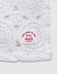 Top manches courtes blanc col polo crochet ajouré fille-7