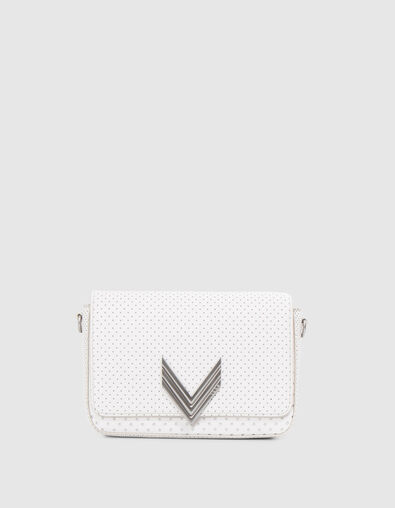Le sac 111 blanc cuir perfor&eacute; Femme - IKKS
