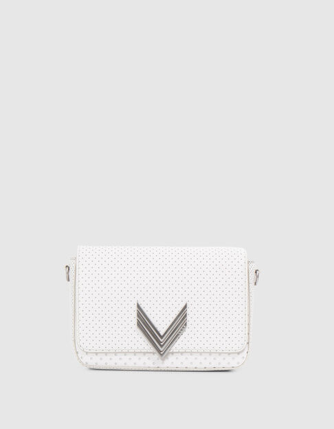 Le sac 111 blanc cuir perfor&eacute; Femme - IKKS