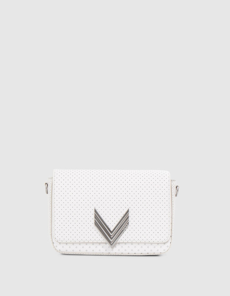 Le sac 111 blanc cuir perfor&eacute; Femme-1